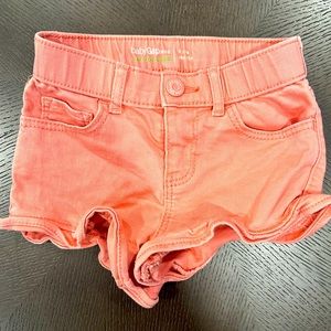 Coral denim shorts